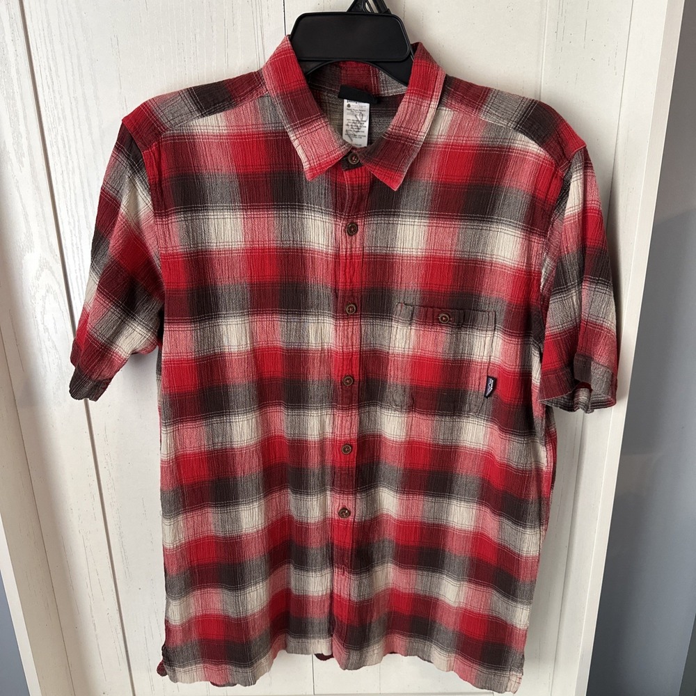 Patagonia A/C Organic Cotton S/S Large Plaid Textured Shirt 52921 2012 outdoors